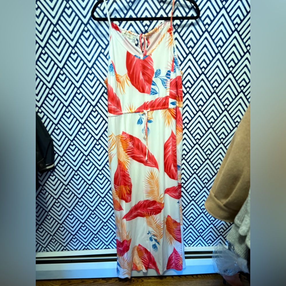 Floral Maxi Dress - Red and Blue